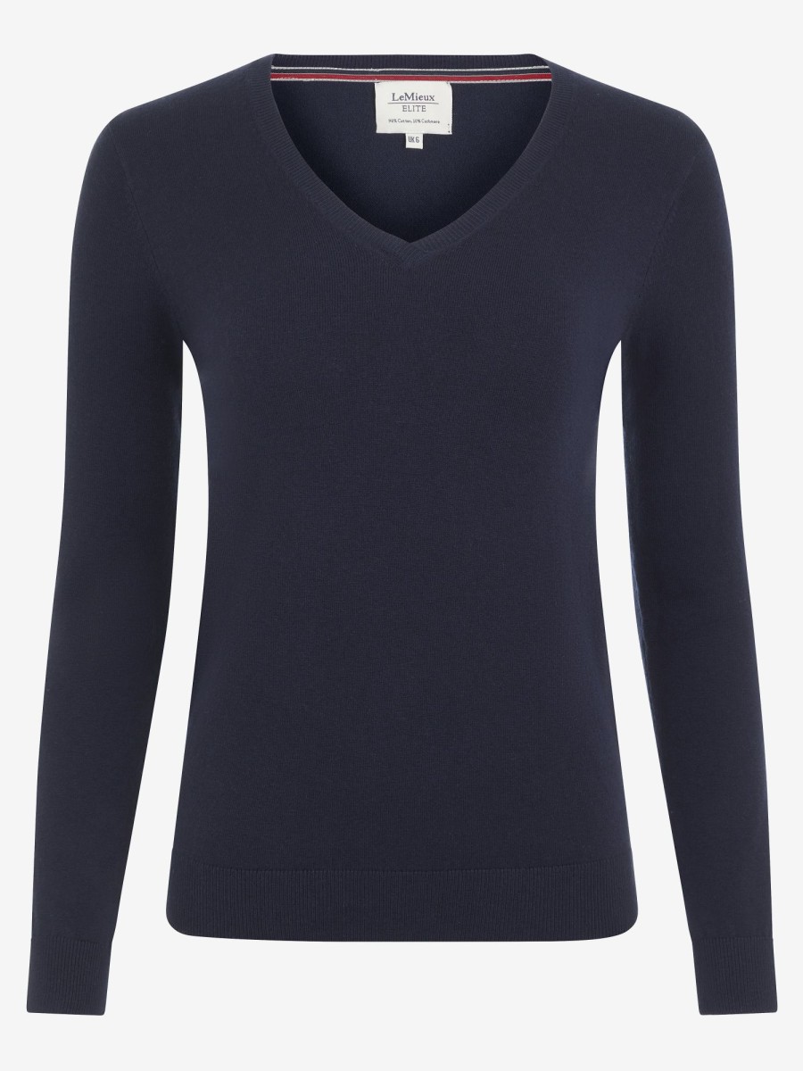 Clothing LeMieux Hoodies & Jumpers | Ladies Elite V-Neck Jumper Navy