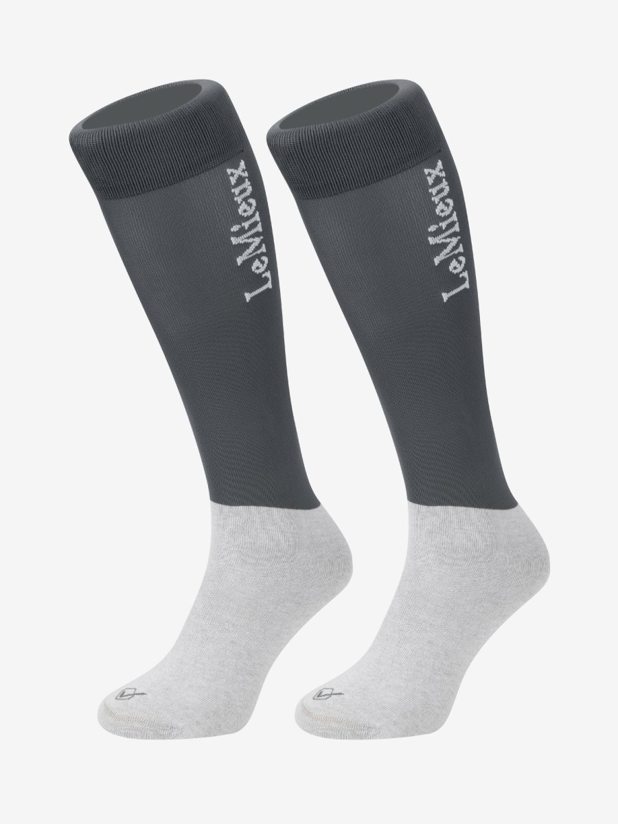 Clothing LeMieux Competition Wear | Competition Socks Slate Grey (Twin Pack)