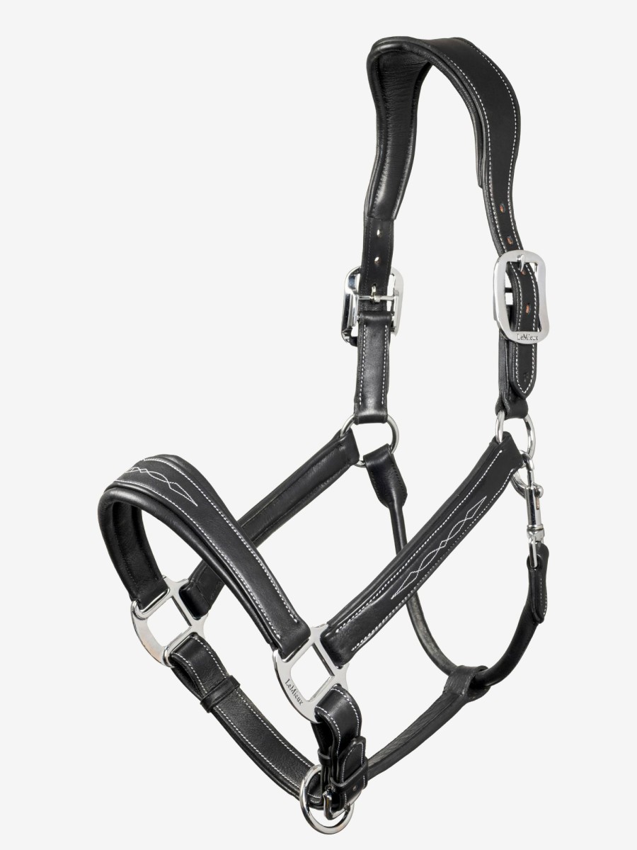 Horse LeMieux Leather Headcollars | Stitched Leather Headcollar Black