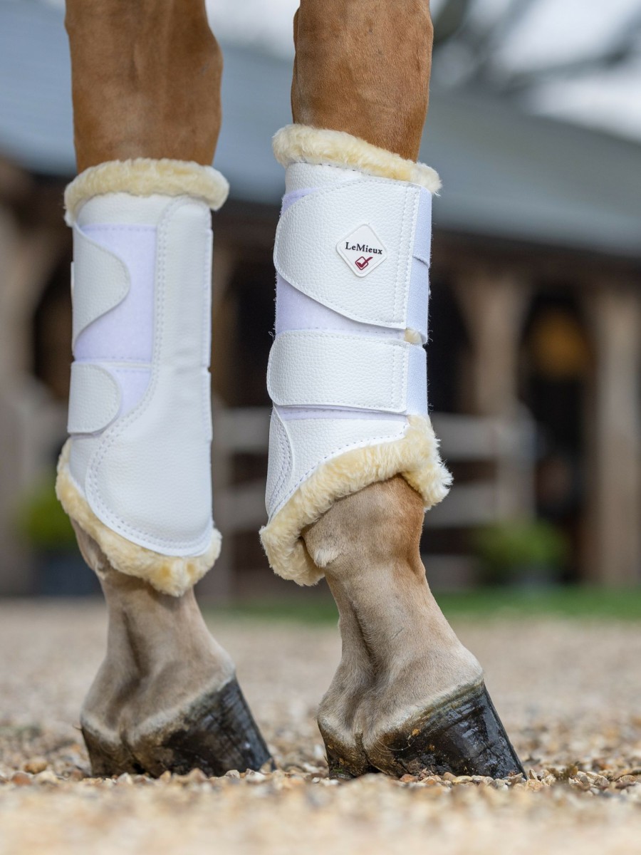 Horse LeMieux Brushing Boots | Fleece Lined Brushing Boots White