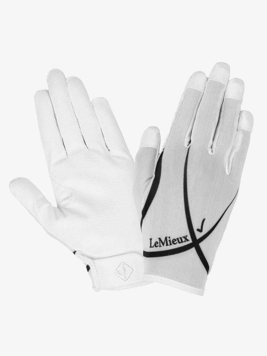 Clothing LeMieux Competition Wear | Soleil Mesh Riding Gloves White