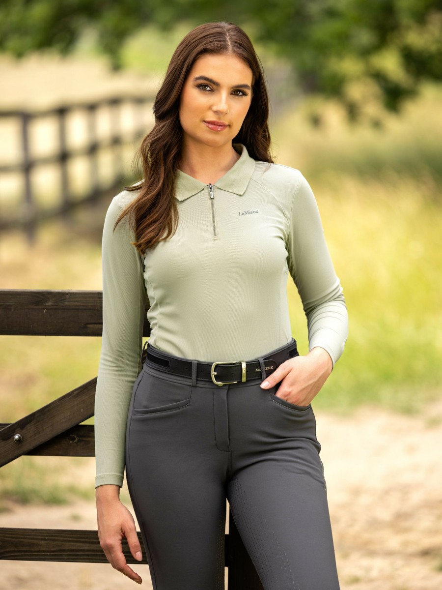 Clothing LeMieux Tops | Long Sleeve Sport Polo Shirt Fern