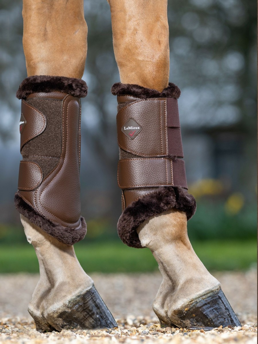 Horse LeMieux Brushing Boots | Fleece Lined Brushing Boots Brown