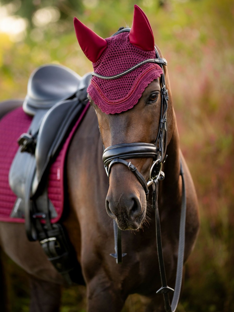 Horse LeMieux Acoustic Fly Hoods | Diamante Acoustic Fly Hood Burgundy