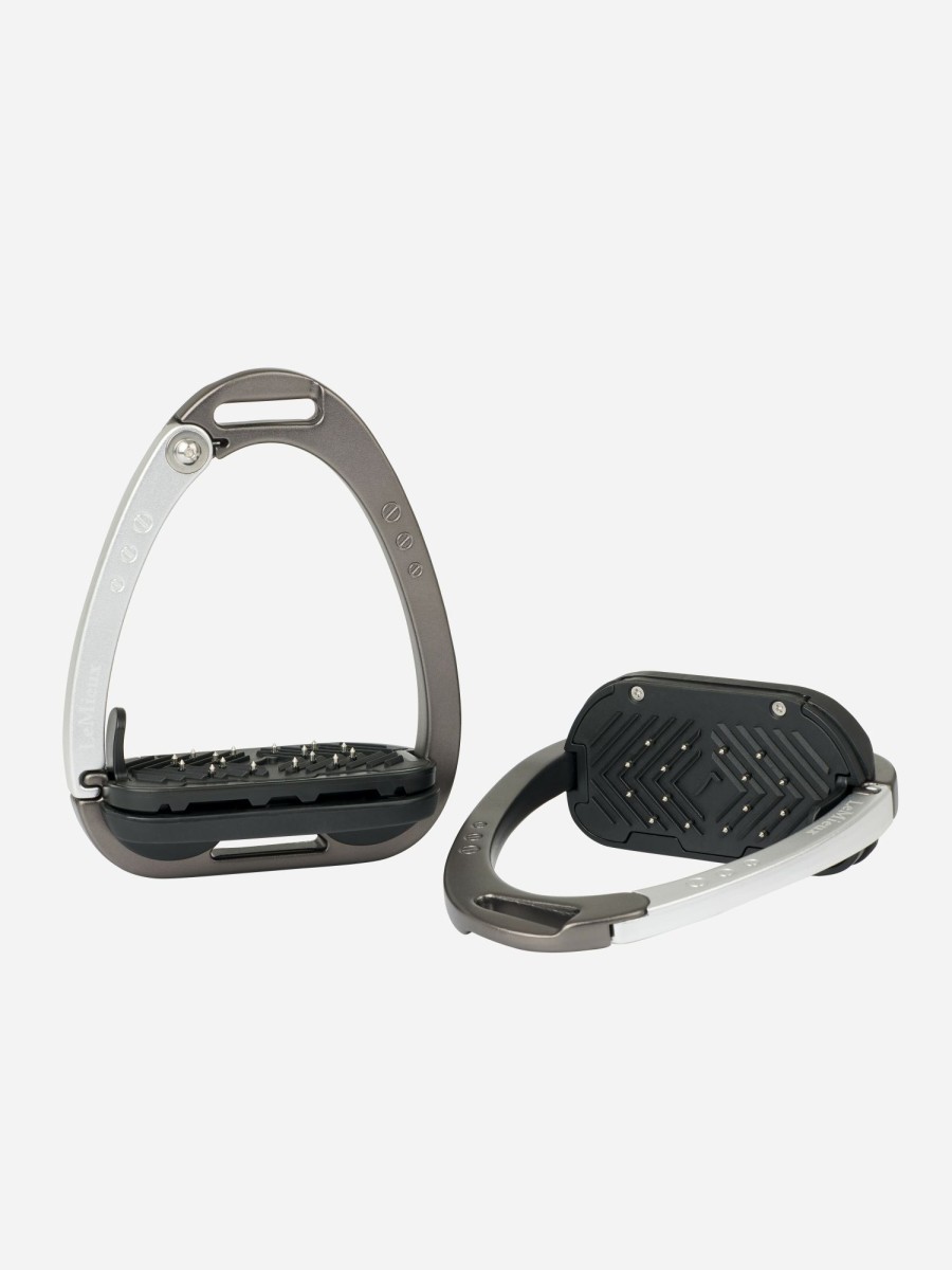 Horse LeMieux Stirrups & Leathers | Vector Balance Stirrup Carbon/Silver One Size