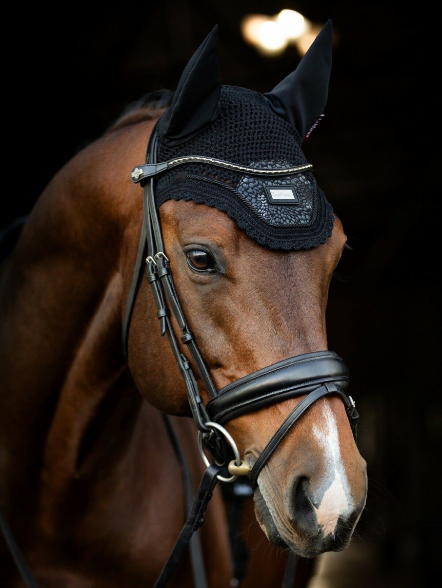 Horse LeMieux Patterned Fly Hoods | Adour Fly Hood Black