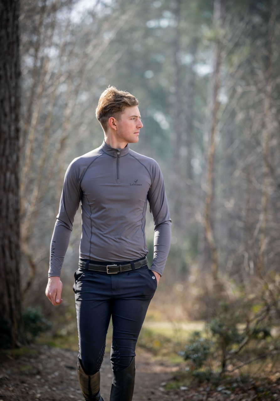 Clothing LeMieux Shirts & Tops | Mens Base Layer Slate Grey