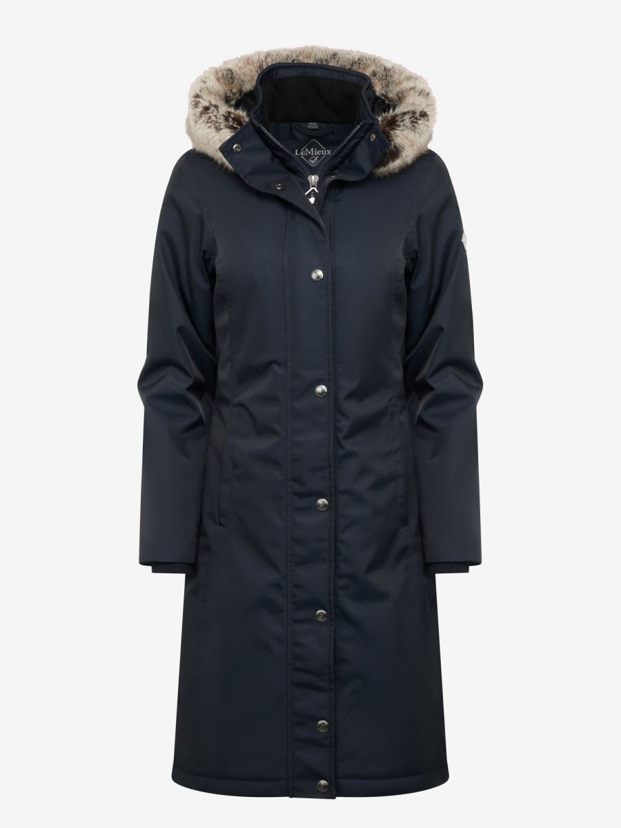 Clothing LeMieux Coats & Jackets | Young Rider Long Waterproof Riding Coat Navy