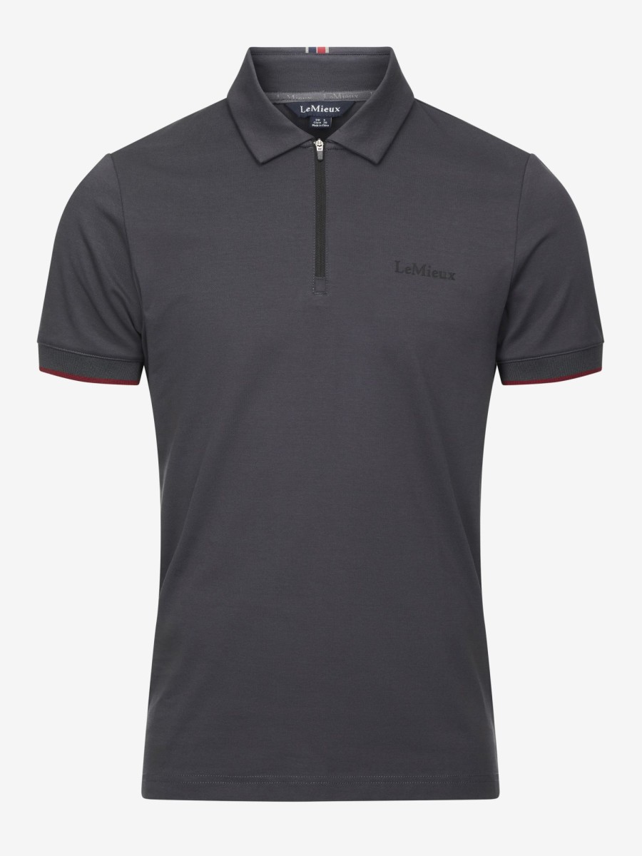 Clothing LeMieux Shirts & Tops | Mens Elite Zip Polo Shirt Charcoal