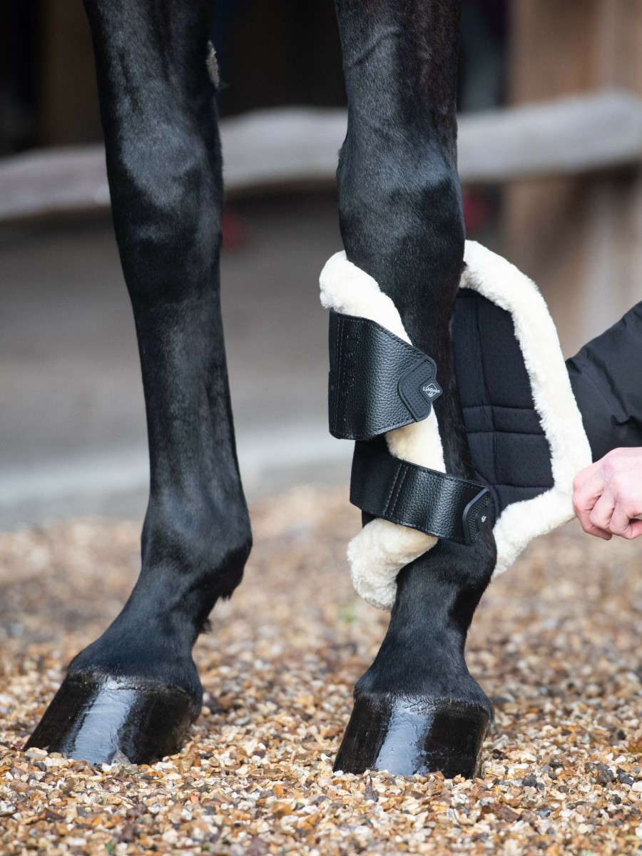 Horse LeMieux Brushing Boots | Fleece Edged Mesh Brushing Boots Black/Natural