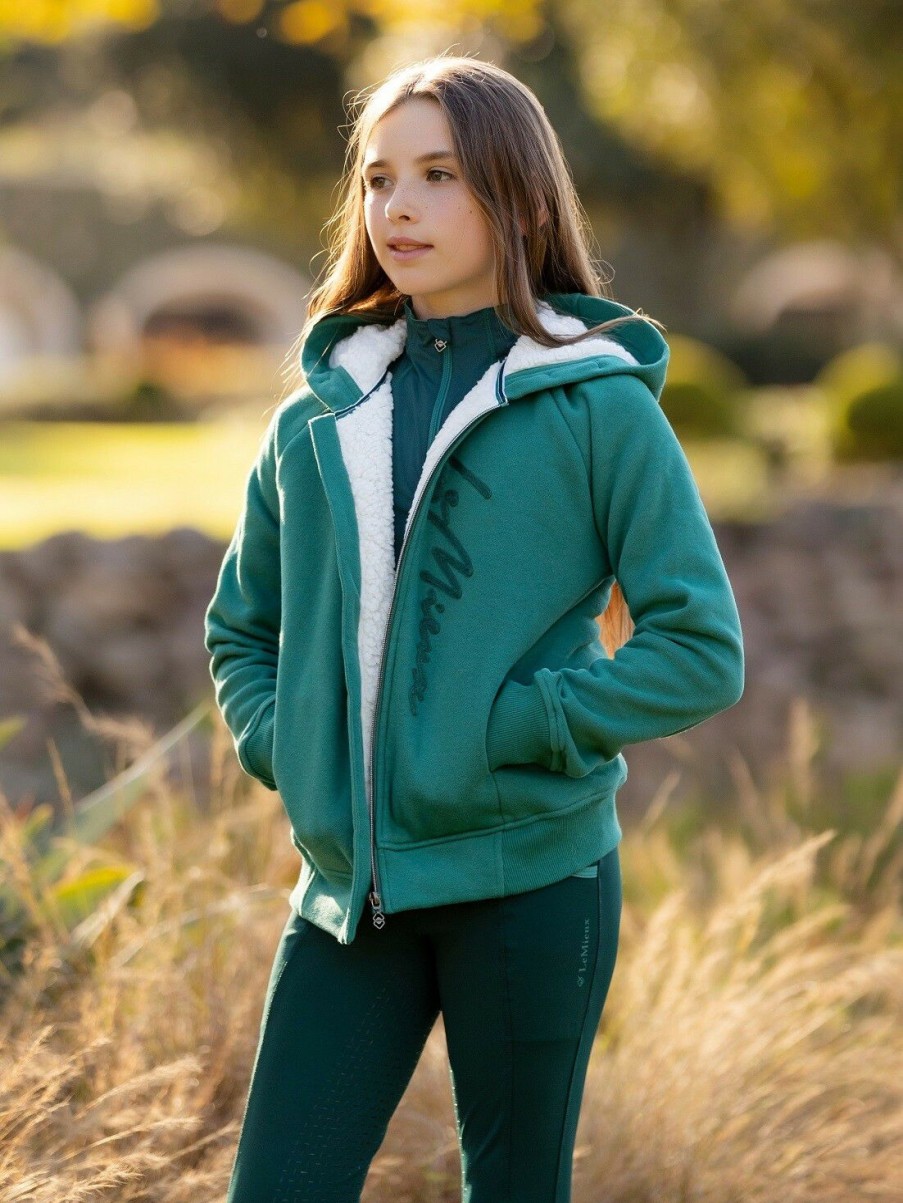 Clothing LeMieux Hoodies & Jumpers | Young Rider Sherpa Lined Hollie Hoodie Evergreen