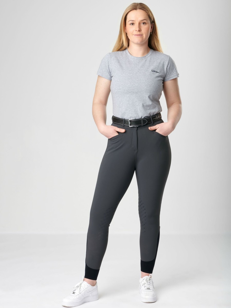 Clothing LeMieux Breeches & Jodhpurs | Dynamique Knee Grip Breeches Graphite Grey