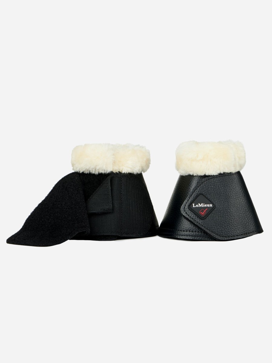 Horse LeMieux Overreach Boots | Fleece Wrapround Over Reach Boots Black/Natural