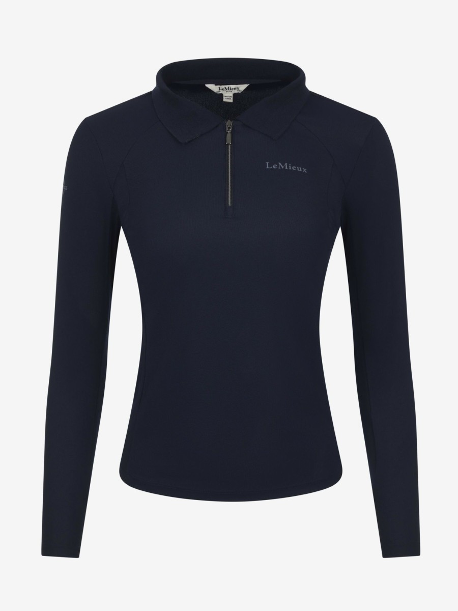 Clothing LeMieux Tops | Long Sleeve Sport Polo Shirt Navy