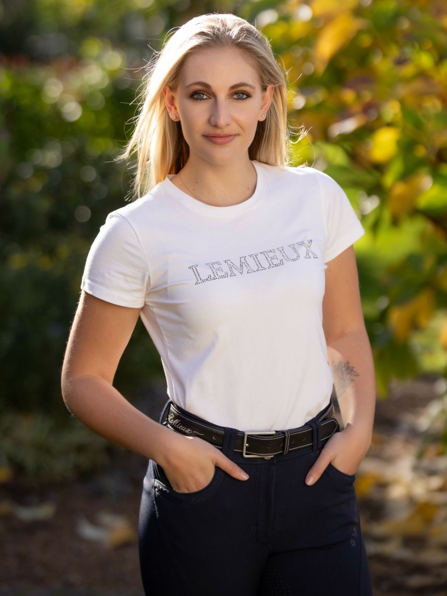 Clothing LeMieux Tops | Ladies Diamante T-Shirt White