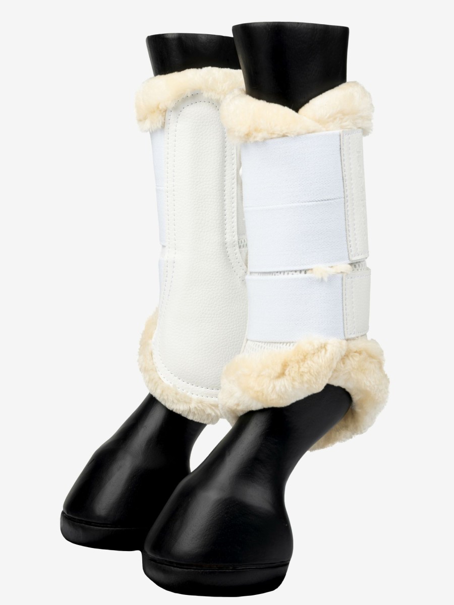 Horse LeMieux Brushing Boots | Fleece Edged Mesh Brushing Boots White