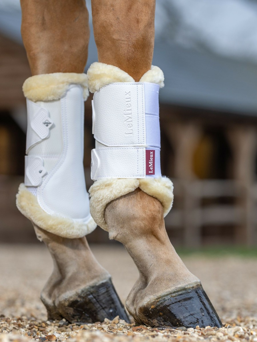 Horse LeMieux Brushing Boots | Fleece Edged Mesh Brushing Boots White