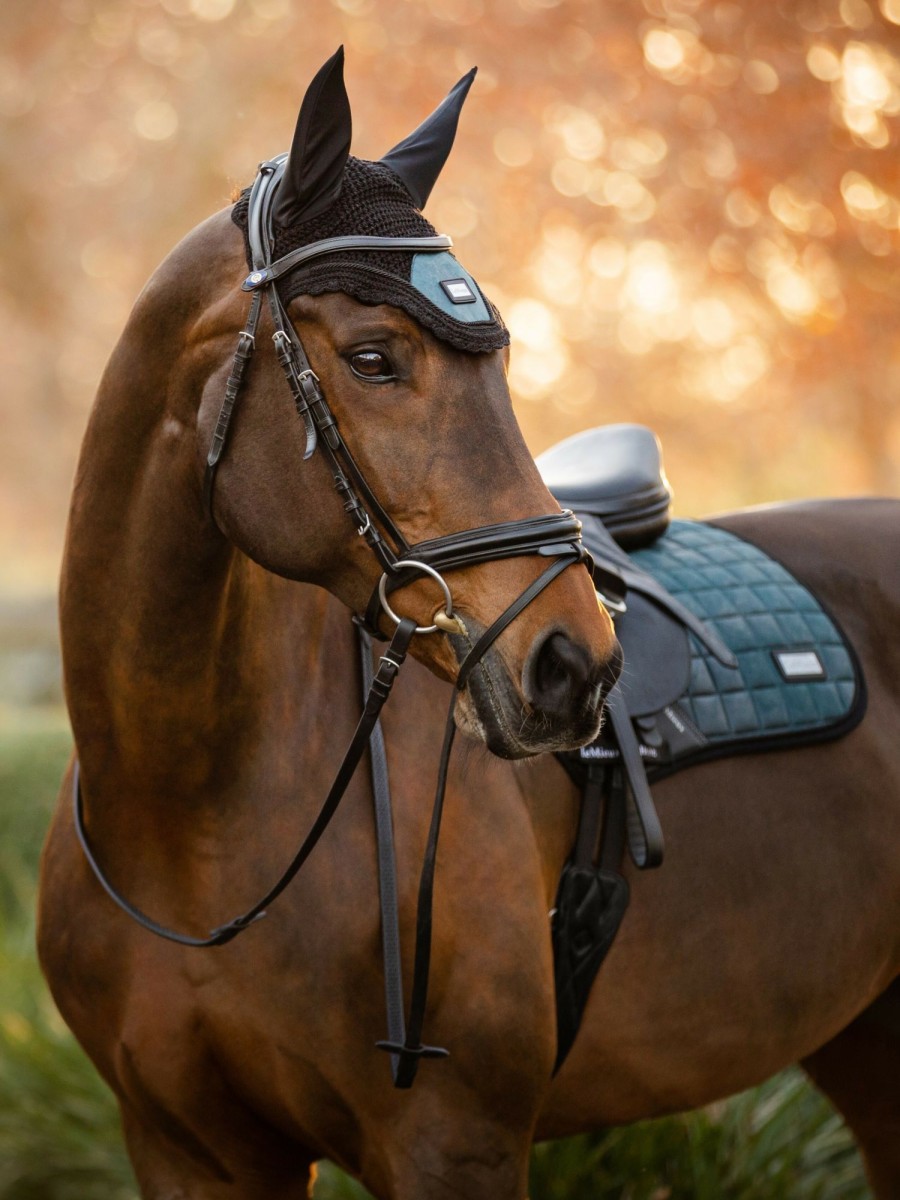 Horse LeMieux Patterned Fly Hoods | Rhone Fly Hood Petrol Blue