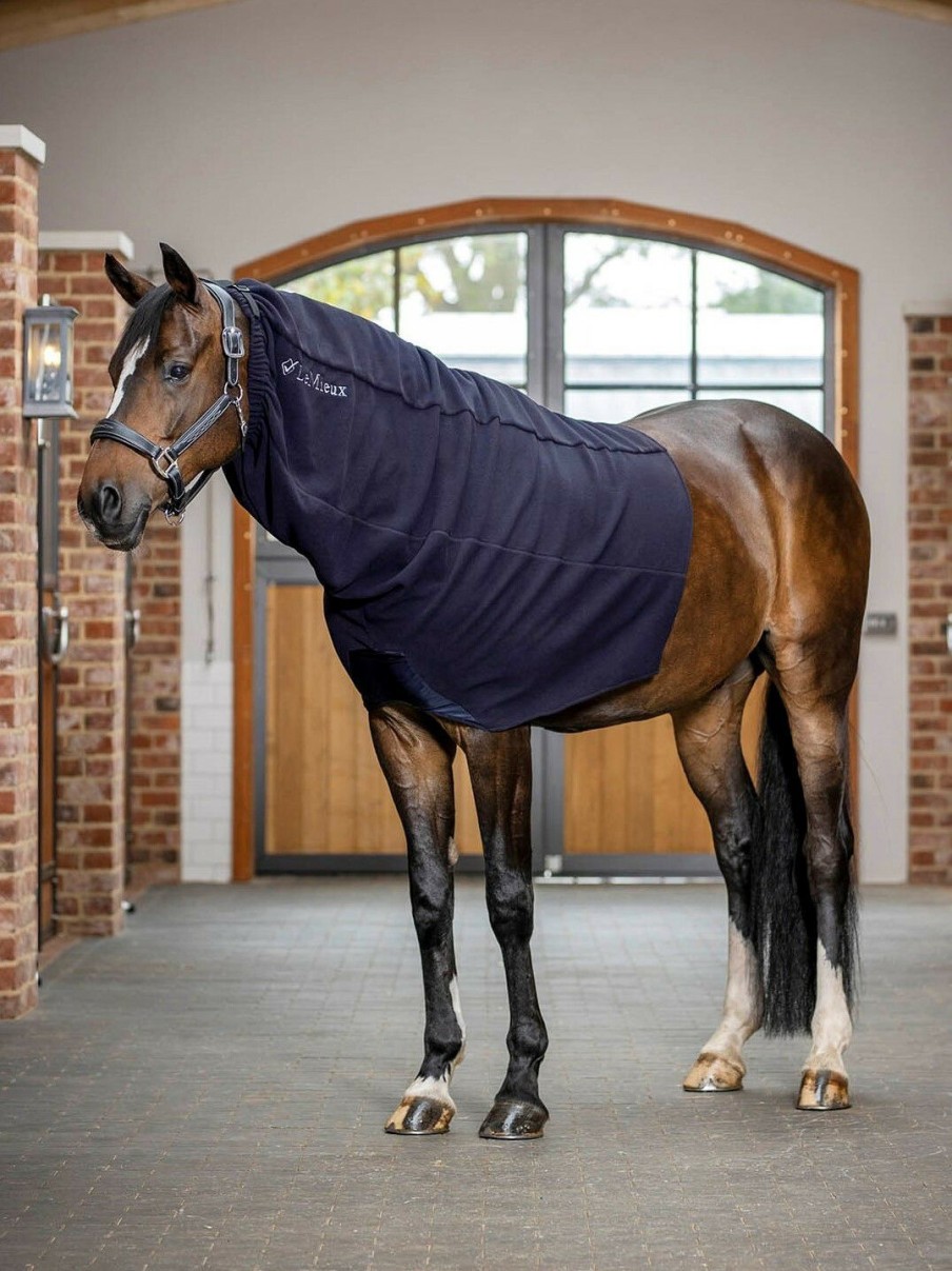 Horse LeMieux Rug Liners | Arika Fleece Hood Navy Large