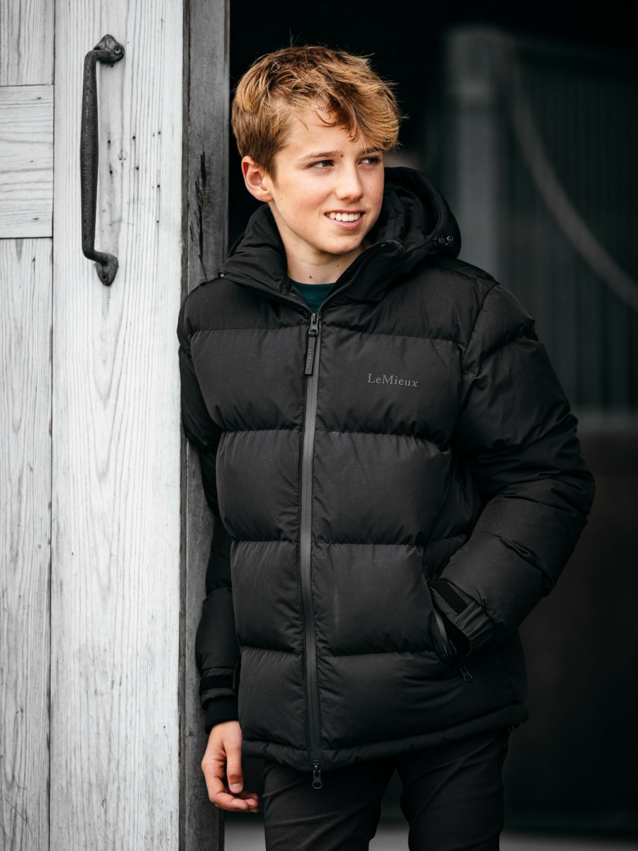 Clothing LeMieux Coats & Jackets | Elite Young Rider Boys Puffer Jacket Black