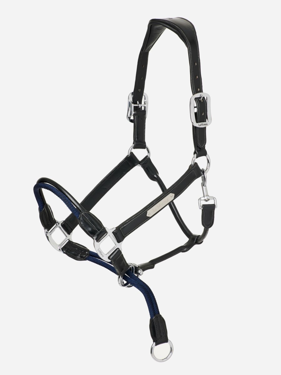 Horse LeMieux Leather Headcollars | Rope Control Headcollar Black