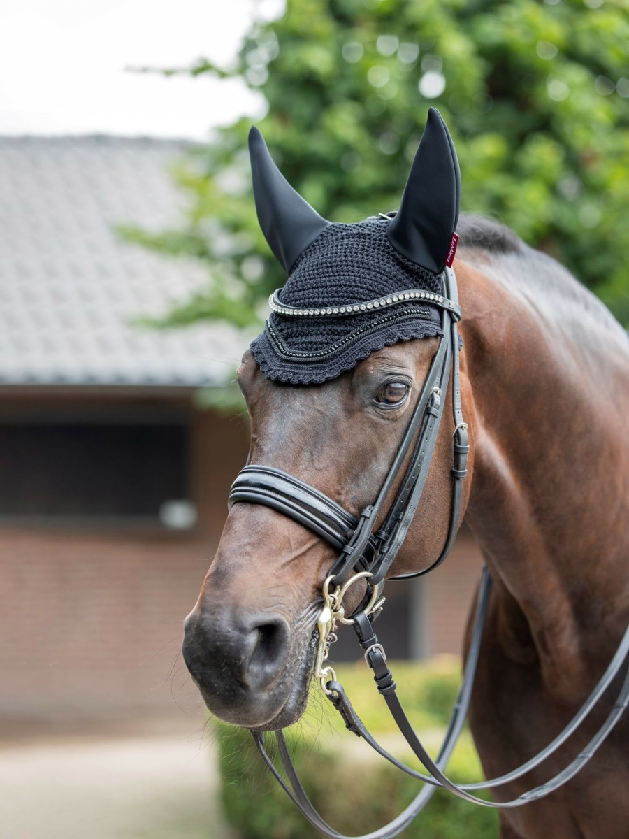 Horse LeMieux Acoustic Fly Hoods | Diamante Acoustic Fly Hood Black