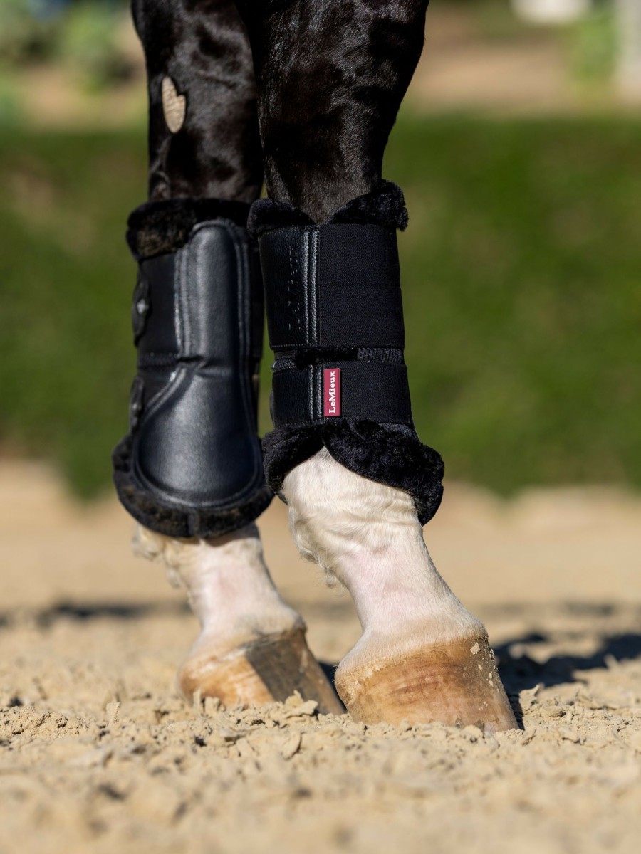 Horse LeMieux Brushing Boots | Fleece Edged Mesh Brushing Boots Black