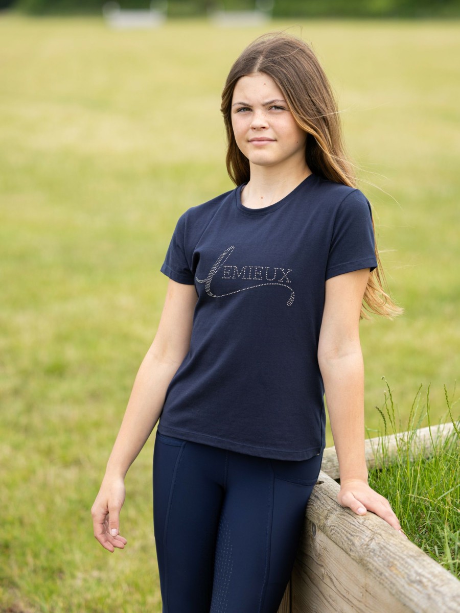 Clothing LeMieux Shirts & Tops | Young Rider Diamante T-Shirt Navy