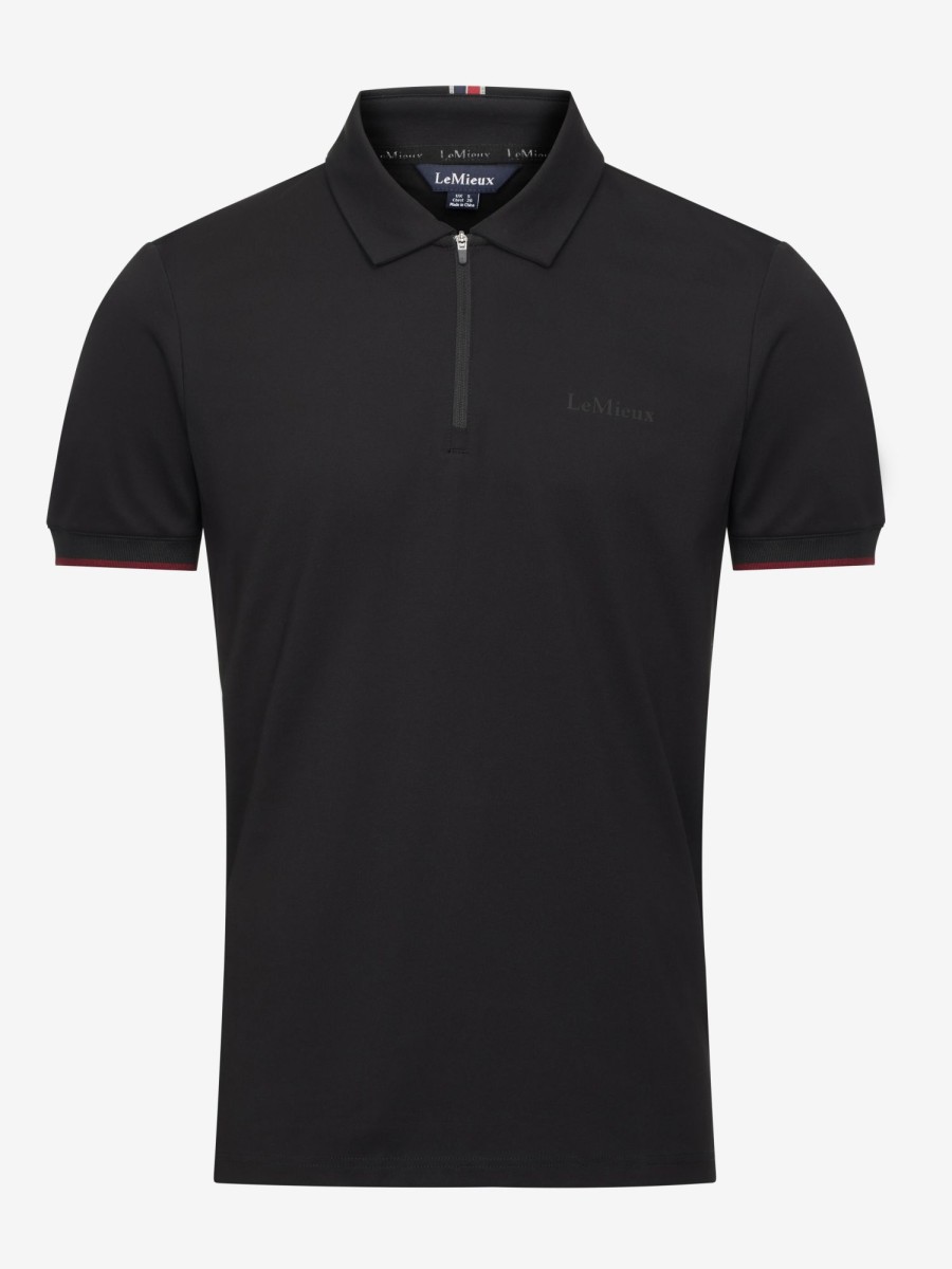 Clothing LeMieux Shirts & Tops | Mens Elite Zip Polo Shirt Black