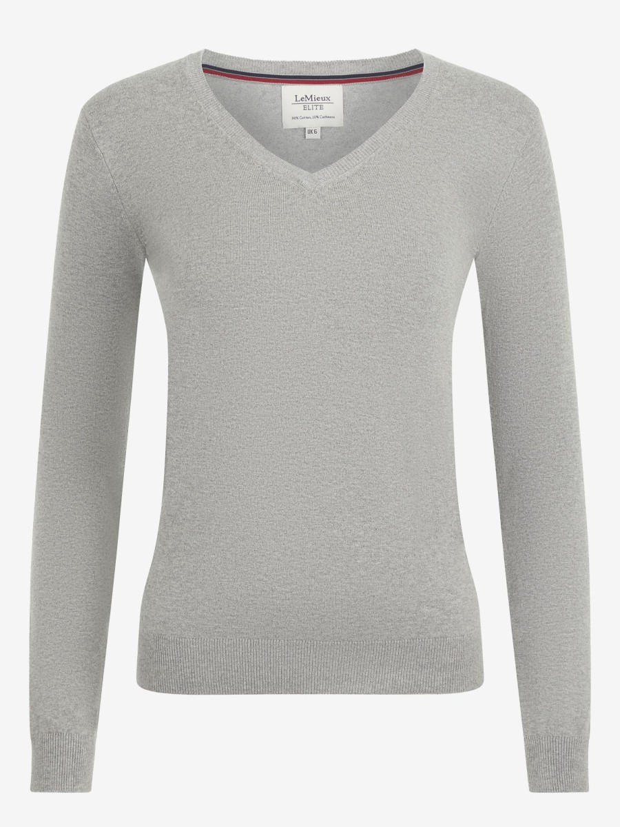 Clothing LeMieux Hoodies & Jumpers | Ladies Elite V-Neck Jumper Grey