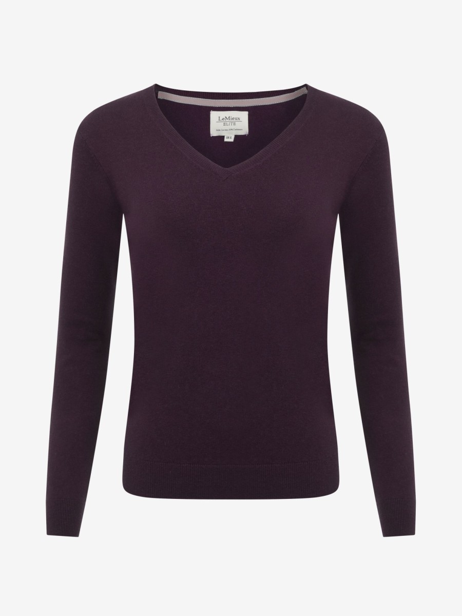 Clothing LeMieux Hoodies & Jumpers | Ladies V-Neck Jumper Fig