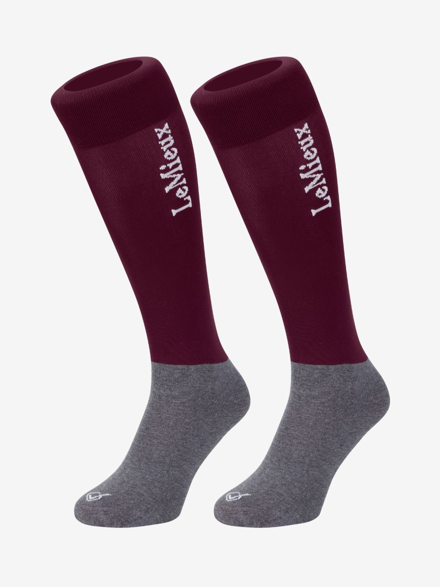 Clothing LeMieux Competition Wear | Competition Socks Burgundy (Twin Pack)